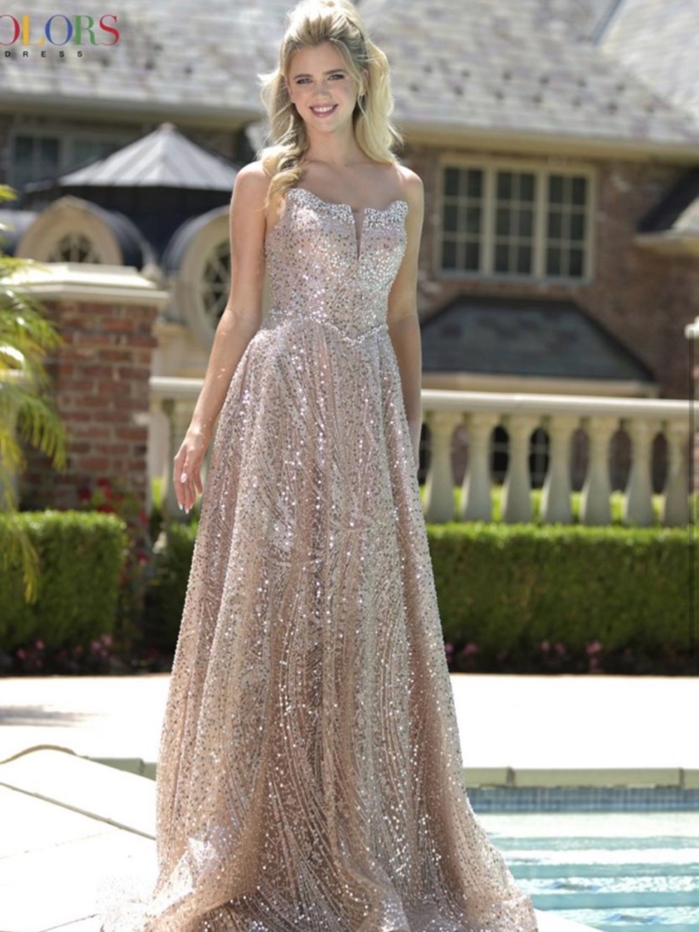 Sparkling Latte A-Line Evening Dress